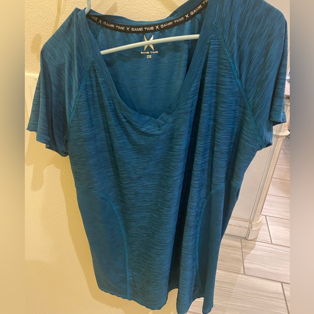 Blue work out blouse 2X